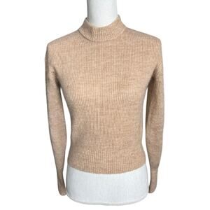 Quince Beige Ribbed Mock Neck Sweater neutral minimalist preppy academia